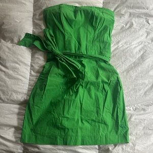Abercrombie & Fitch Bright Green Strapless Tie-Waist Dress
